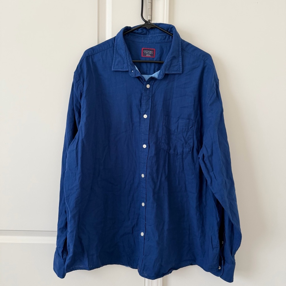 UNTUCKit Shirt Mens Sz XXXL  Blue Button Up Long Sleeve Quagliano Preppy Casual